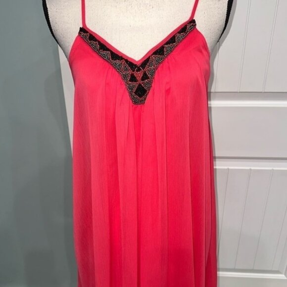Express Pink Multi Beaded Spaghetti Strap Chiffon V Neck Dress Size S - Picture 2 of 7